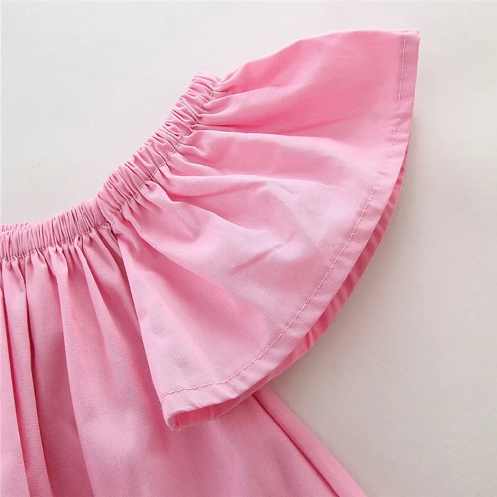 Одежда для детей ясельного возраста однотонная Детская футболка с оборками и