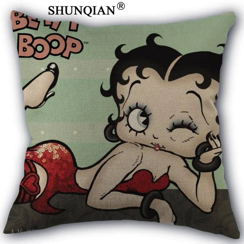 Pillow case Изготовленная на заказ Наволочка Betty Boop из хлопка, изготовление на заказ наволочка под заказ 45x45 см с одной стороны - Цвет: Pillow case
