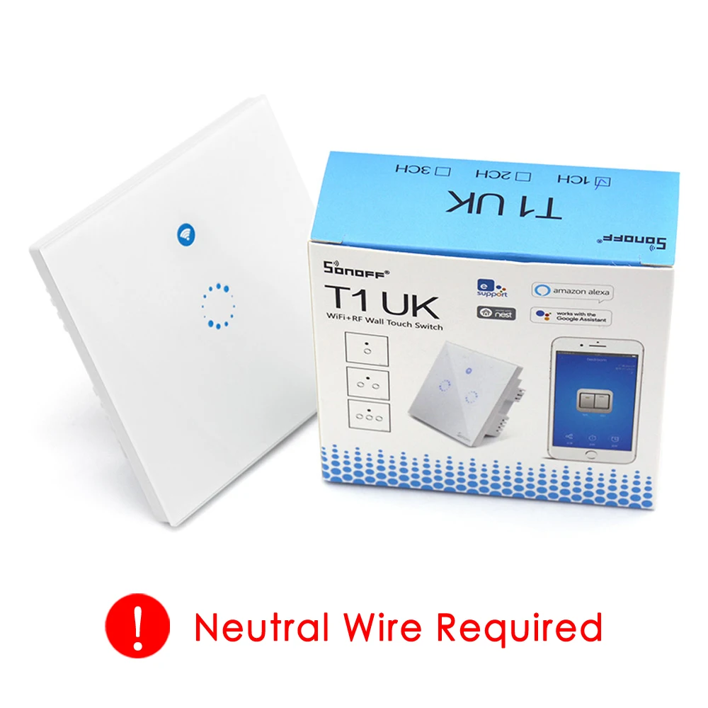 Умный настенный сенсорный выключатель Sonoff T1 Великобритания Wi Fi 1 2 3 клавиши