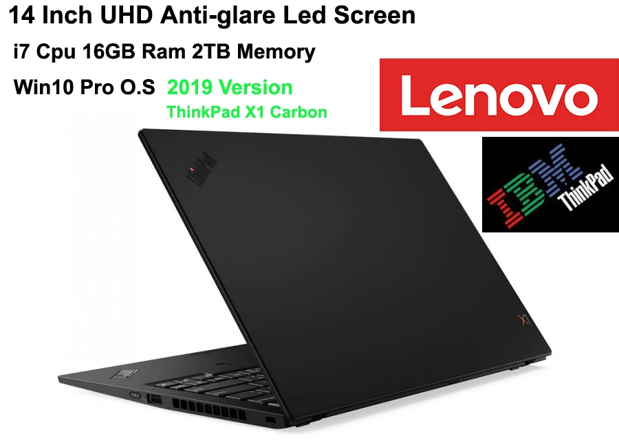 Лучший ноутбук lenovo бизнес ThinkPad X1 Carbon 2019 с 2x портами ThunderBolt 3 0 14 дюймов UHD экран i7 16