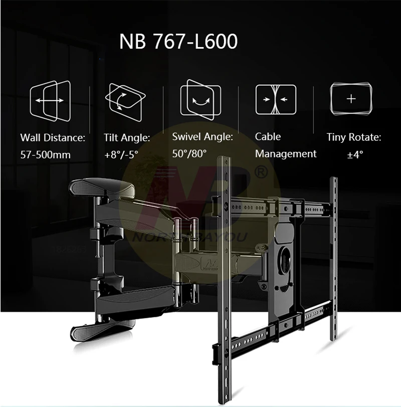 NB 767-L600 аналогичный P6 40-70 дюймов плоский светодиодный ЖК-телевизор настенное крепление полное движение 6 поворотных рычагов выдвижной плазменный Кронштейн для телевизора