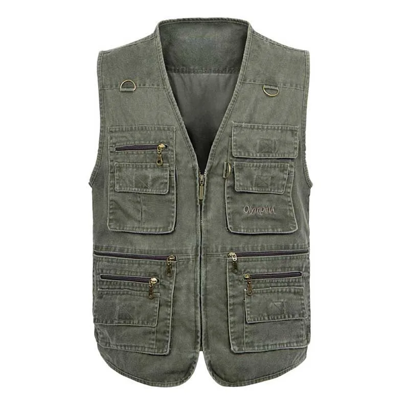 Travel Vest for Men Large Size Waistcoat Sleeveless Multi Big Pocket Military Army Style Tactical Man Clothes | Мужская одежда