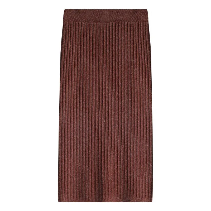 Осенне-зимняя Новинка Сумка с высокой талией Вязаная Шерстяная Юбка длинная