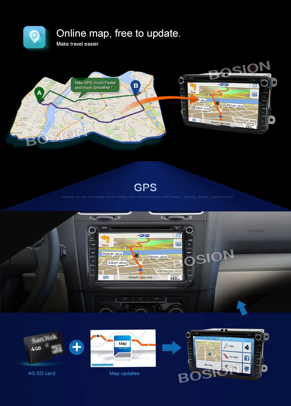 Bosion Android 8,0 автомобильный DVD gps Navi для Volkswagen SKODA OCTAVIA Fabia GOLF 6 polo Bora MK4 B6 PASSAT Tiguan DAB+ Wifi