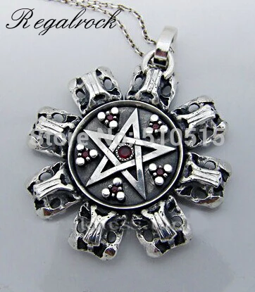 

Regalrock Gothic Black Bones Biomechanical Pentagram Pendant Necklace
