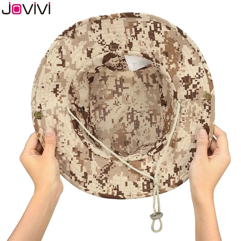Jovivi 1 шт. уличная шляпа Boonie с широкими полями, дышащие сафари рыболовные шляпы для защиты от УФ-лучей, складная Военная Кепка, пара уличных шапок