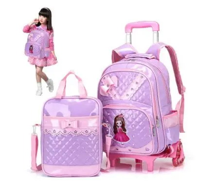 Рюкзак-тележка для школы сумка для девочек Детский чемодан прокатки Сумки на колесиках рюкзаки для девочек школьная сумка на колесах для де...