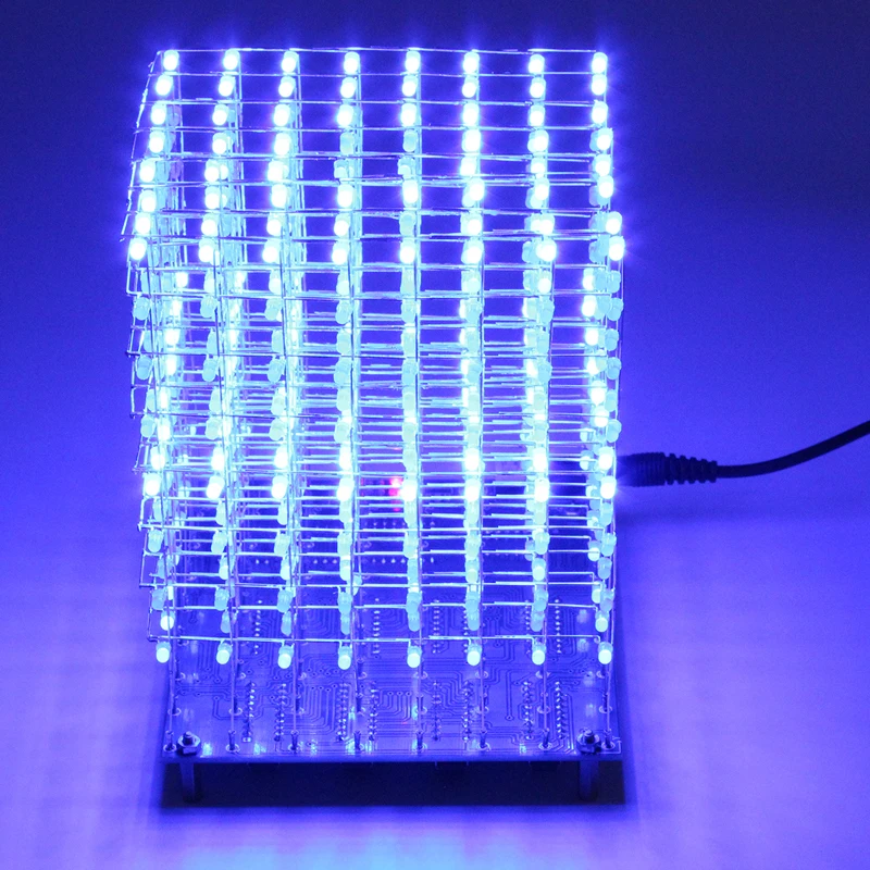 3D светодиодный LightSquared DIY Kit Белый Blue Ray 3 мм Cube 8x8x8 электронные люкс 5 В Мощность Рэй