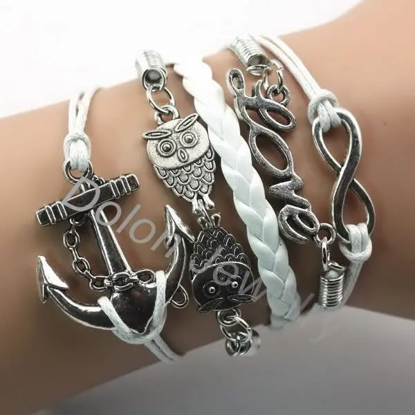 Модный кожаный браслет из веревки с подвеской тибетского серебра