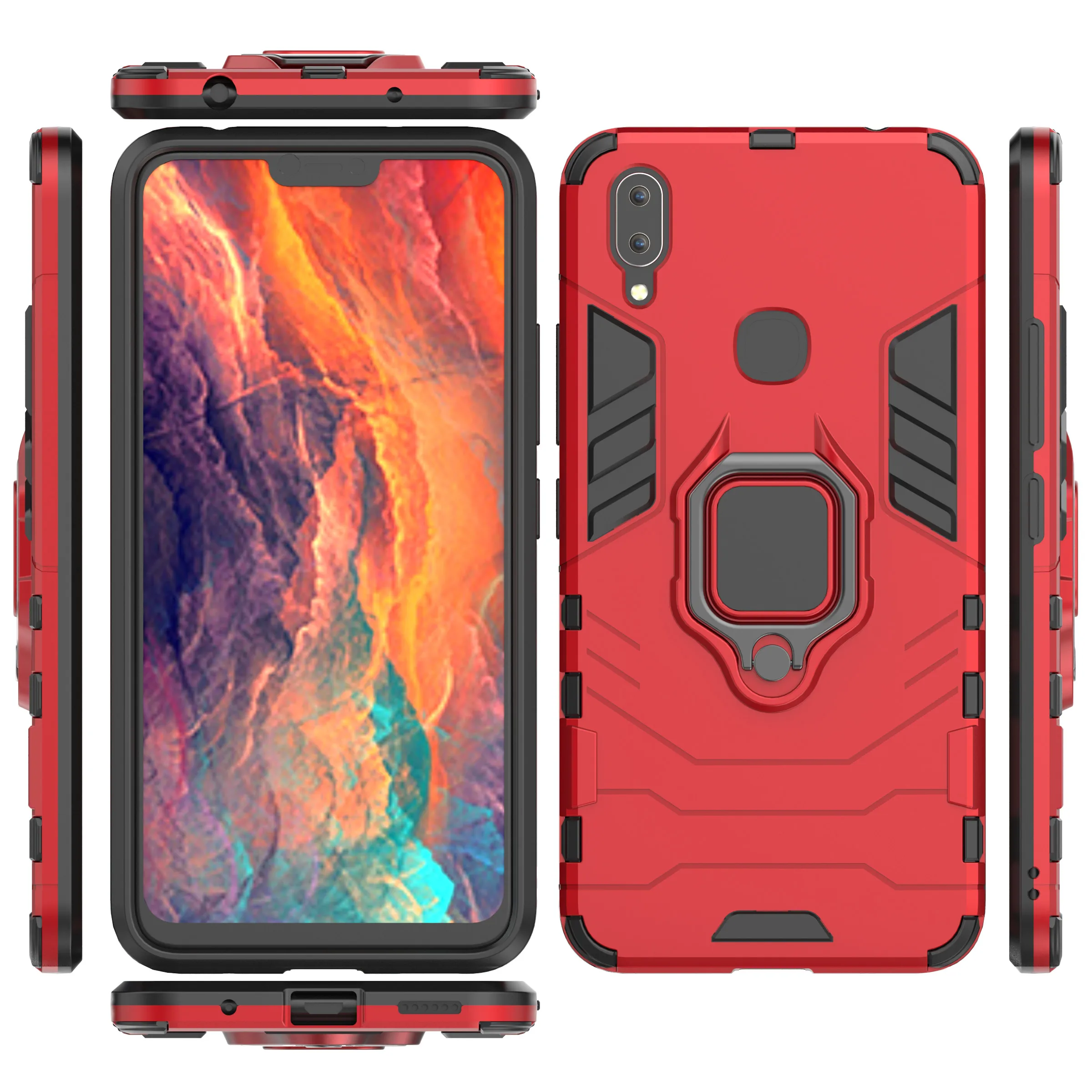 Luxury Armor Ring Case For Vivo X20 X21 X23 X9Plus Magnetic Anti-Fall Shockproof Full Back | Мобильные телефоны и