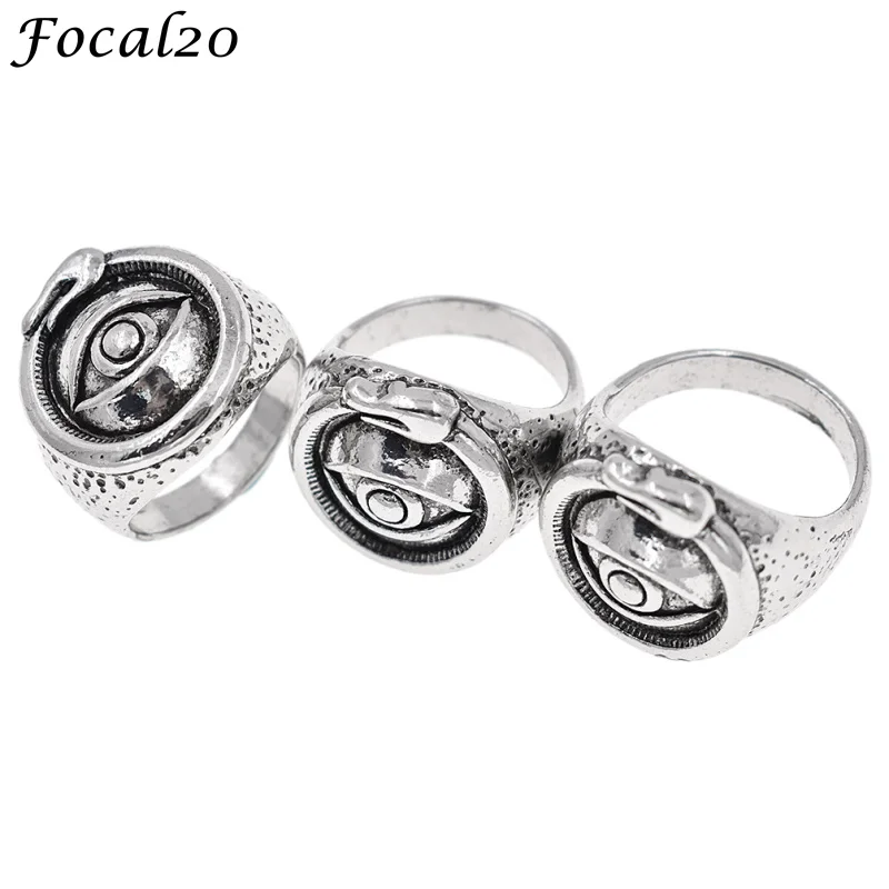 Focal20 Панк Сплав злой Дьявол глаз кольцо античное серебро Цвет унисекс кольца