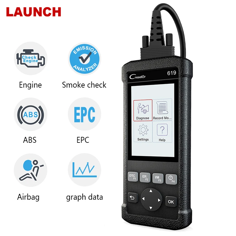 Launch X431 CR619 OBD2 сканер ABS Airbag считыватель кода неисправности ODB2 автомобильный