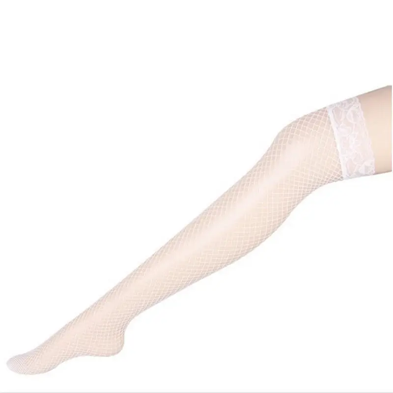 Чулки Женские выше колена пикантные однотонные Ажурные кружевные высокие чулки