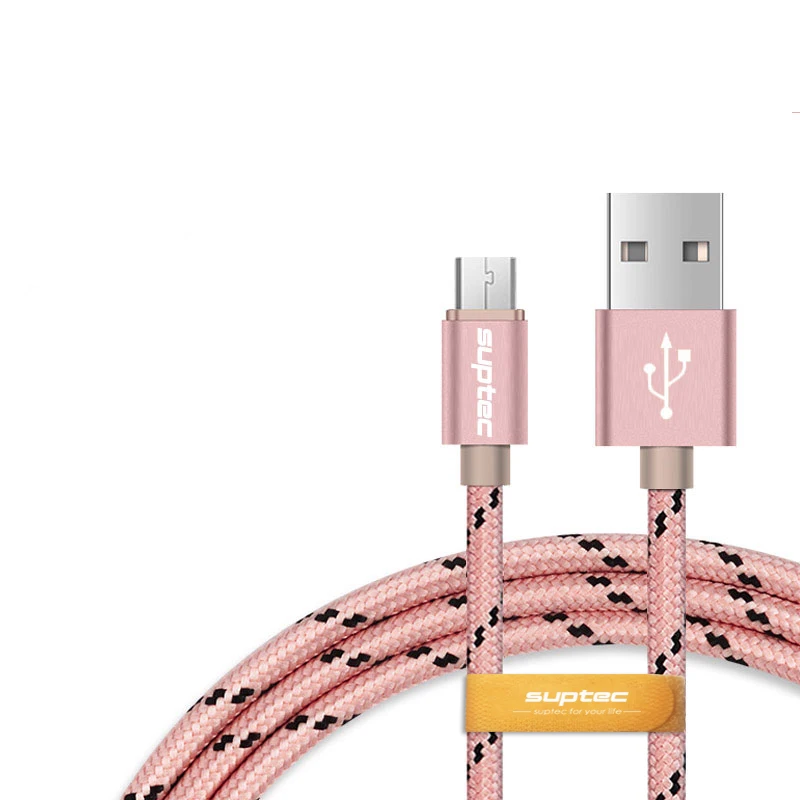 SUPTEC Micro USB кабель, 2.5A Быстрая зарядка и синхронизация данных кабели зарядного устройства универсальный для samsung Xiaomi huawei zte Android мобильный телефон - Цвет: Rose gold