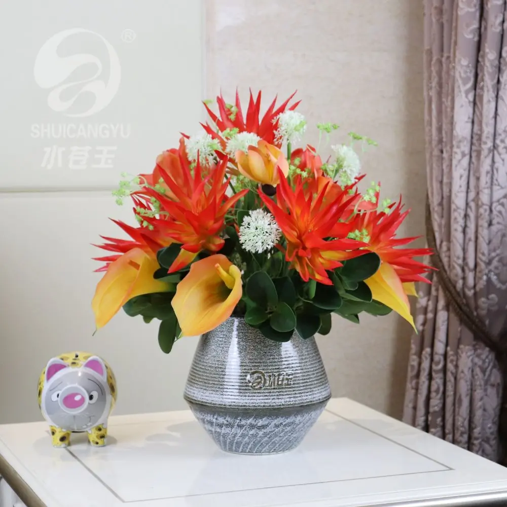 Flower Arrangement Artificial Flowers Wedding decor Home Ornament Pu Corolla Dandelion Furnishing Fake vase set | Дом и сад