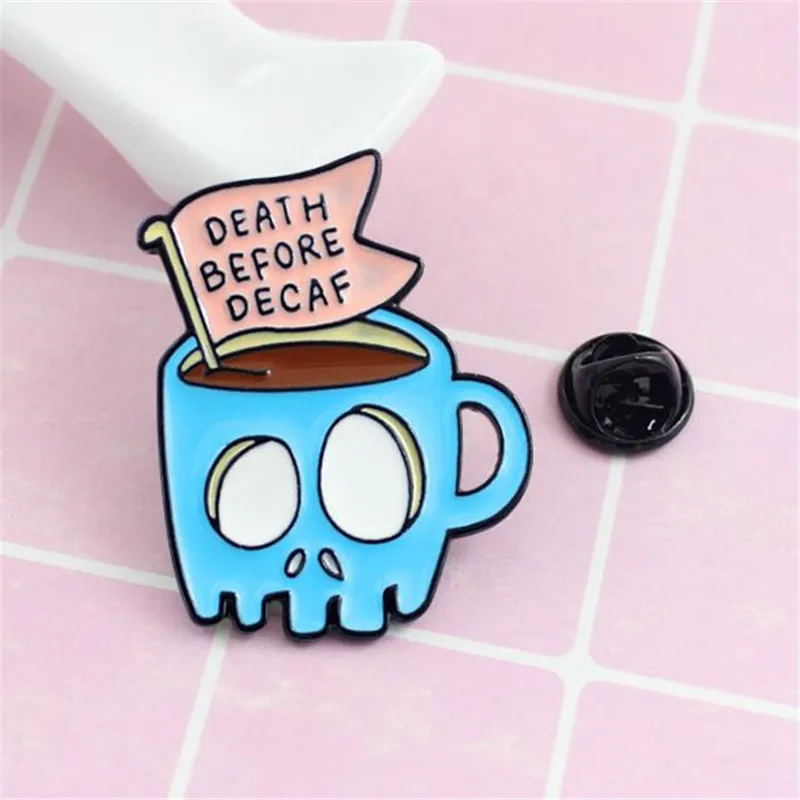 1 шт. классический значок в виде мультяшной чашки смерти стильный эмалированная