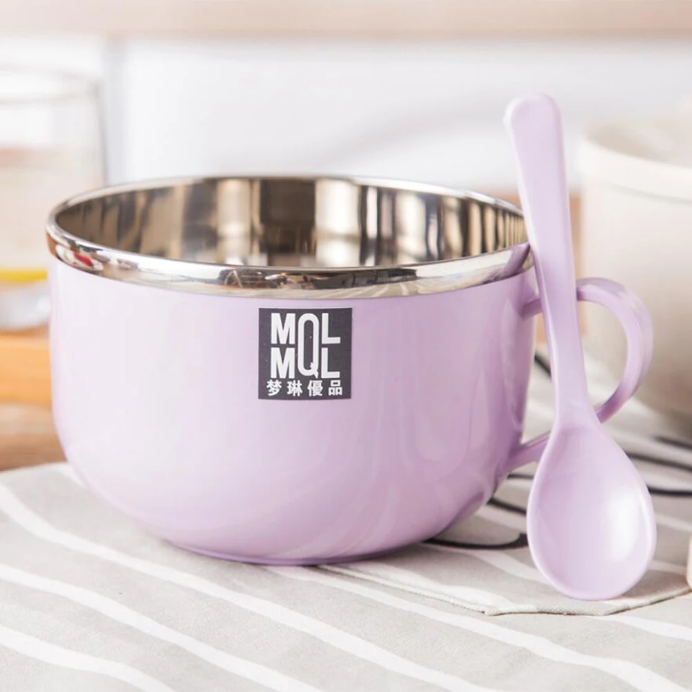 1 комплект миска из нержавеющей стали с ручкой контейнер для еды чаши риса и супа