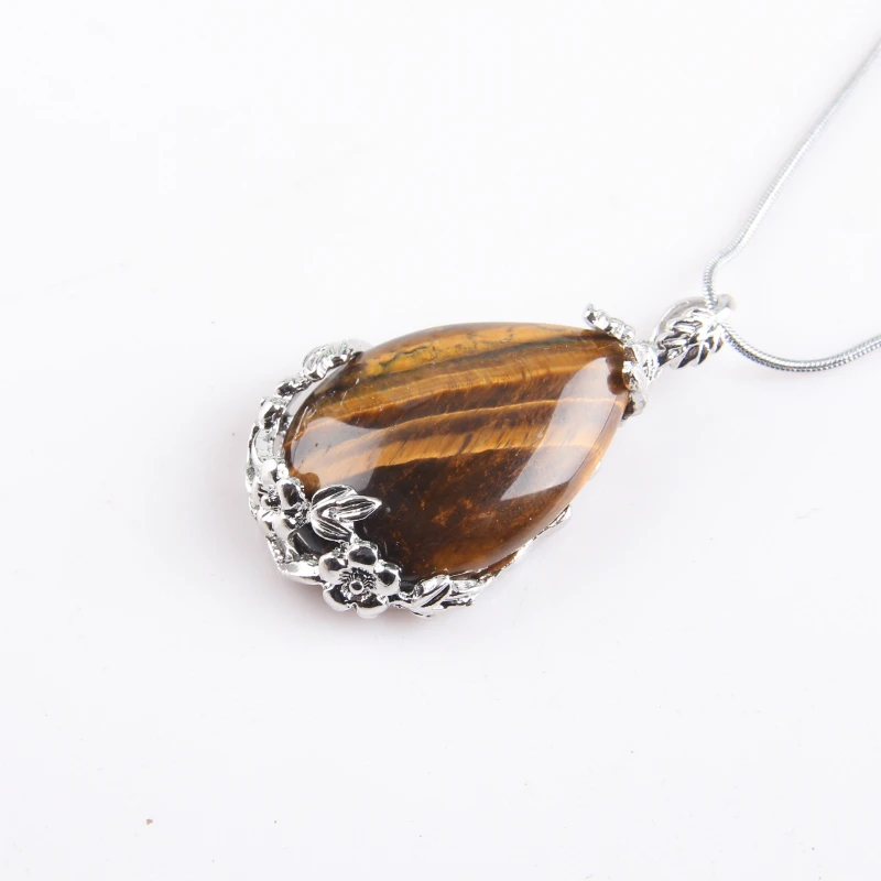 Натуральные каплевидные Цветы Листья тигровый глаз хрустальные подвески