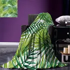 Одеяло с рисунком растений, акварельные тропические Пальмовые Листья, красочное иллюстрация, натуральные ощущения, теплое микроволокно