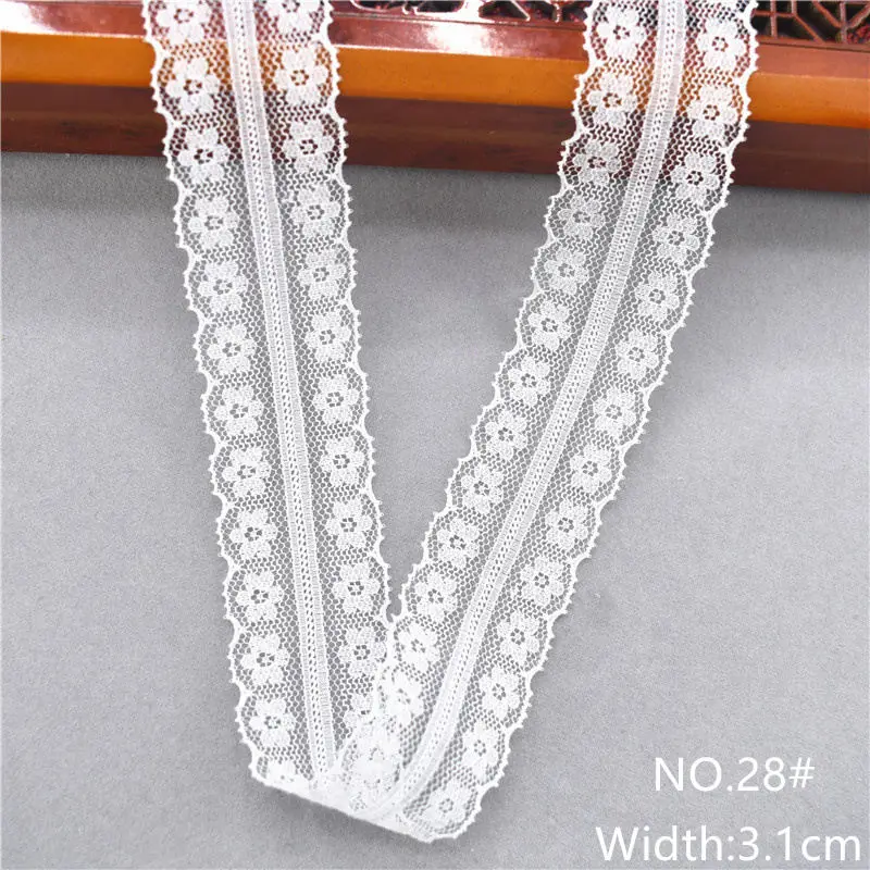 28-Width 3.1CM 10 ярдов, 38 цветов, белая кружевная лента, тканая лента, французская африканская кружевная свадебная ткань, сделай сам, одежда/подарочная упаковка - Цвет: 28-Width 3.1CM