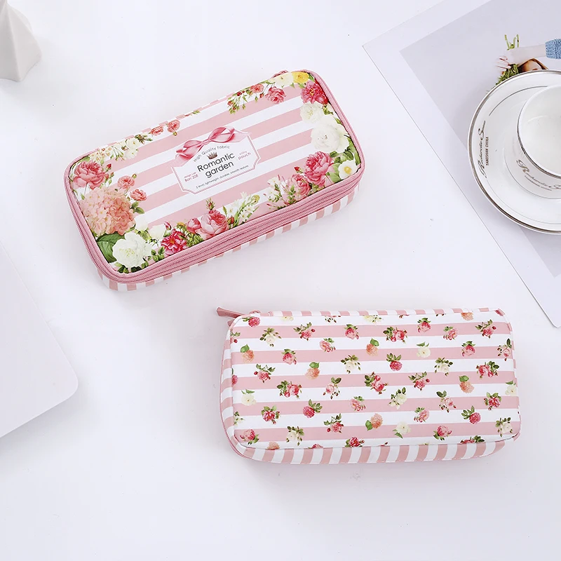 Многофункциональный чехол для ручки большой емкости двухслойный цветочный