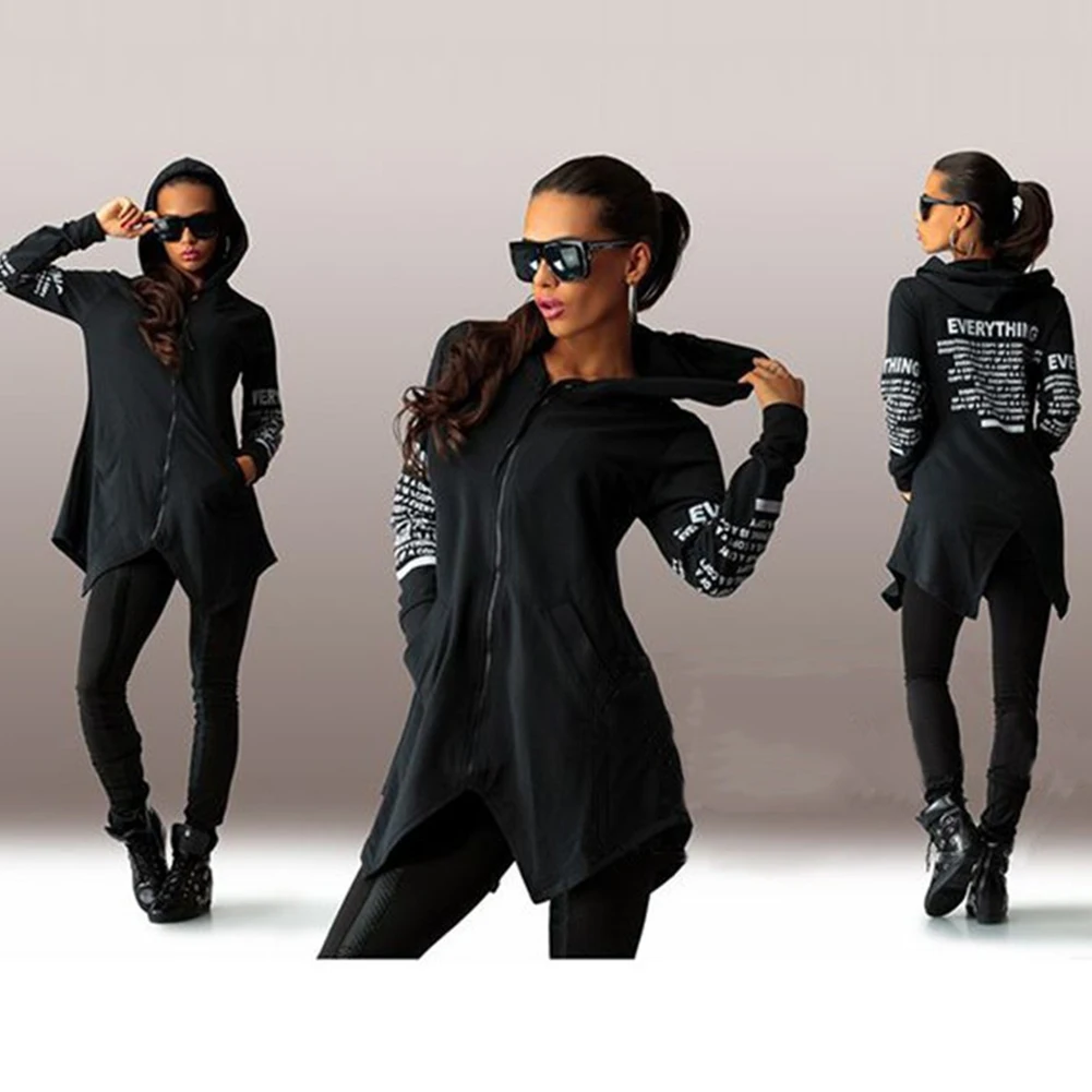 Outerwear Women Coat Autumn 2018 Hot Plus Size Hooded Jacket Long Print Loose Overcoat For Female Causal Sweatshirt | Женская одежда