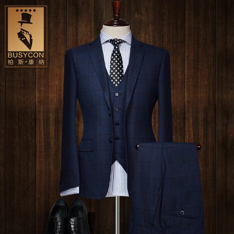 Два предмета темно-серый шерсть костюмы для мужчин Terno Slim Fit Tuxedo(куртка+ брюки