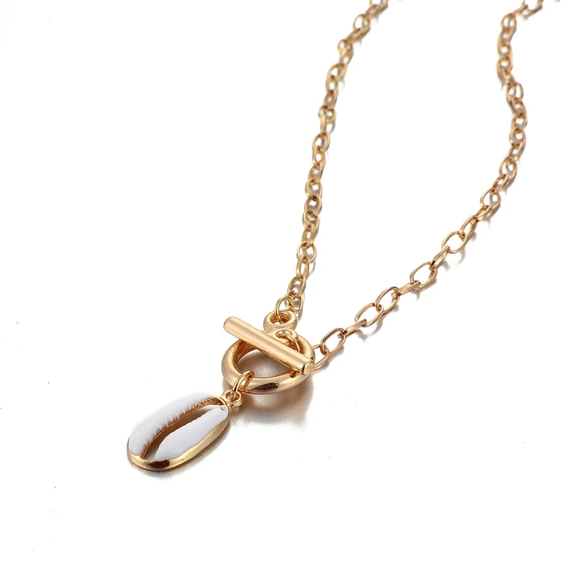 Docona богемное ожерелье золотого и белого цвета с подвеской в виде ракушек для