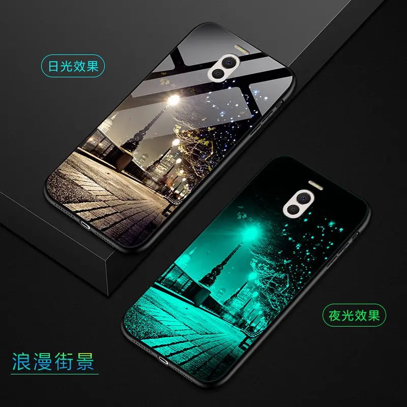 Чехол для телефона для Meizu M6 Note чехол 5," светящаяся задняя крышка из закаленного стекла для Meizu M6 Note чехол Силиконовый противоударный чехол для телефона
