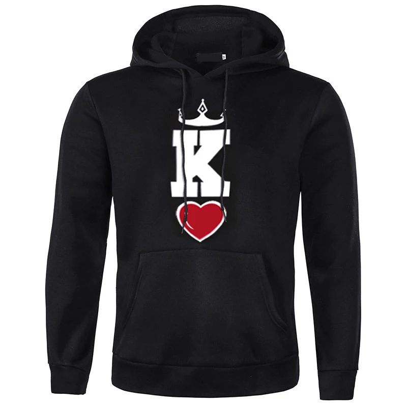 Queen KING с принтом, с капюшоном, с длинным рукавом, для пары, топ, модный, стиль, повседневная женская футболка, с буквенным принтом, король, королева, с длинным рукавом, рубашка для женщин - Цвет: as picture