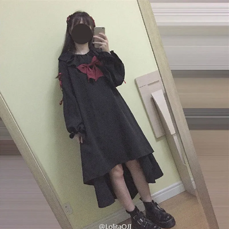 Кукольная кукла, женское платье в стиле Лолиты, Vestido, платья с длинными рукавами, черное платье для девочек в стиле панк, готика, винтажное платье для косплея, цельное платье