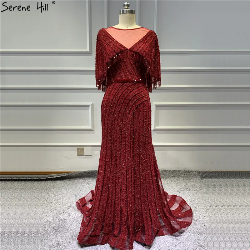 Платье без рукавов с шалью в дубаи винно Красные кружевные вечерние платья