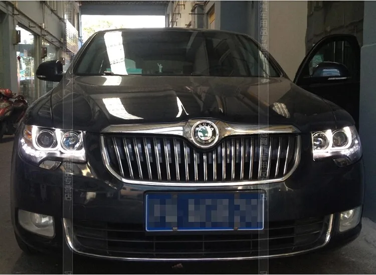 Высококачественный чехол для автомобиля для Skoda Superb 2009-2013 фары светодиодный фары DRL Объектив Двойной Луч Ксенон
