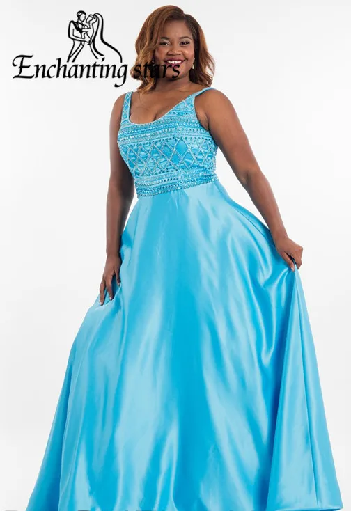 2017 Бисером Воротник Плюс Размер Вечерние Платья Scoop Декольте Молния Назад