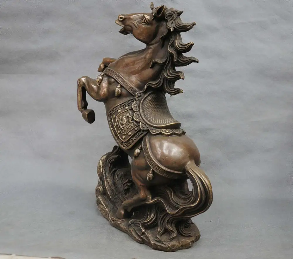 18&quot China Fengshui Zodiac Year Horse Bronze Statue Figurine Carve Dragon | Дом и сад