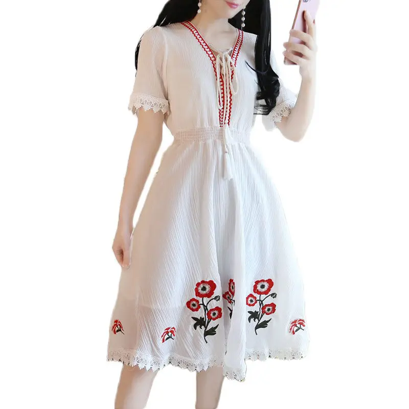 Бальное мини платье Белое Женское новое модное летнее с коротким рукавом и