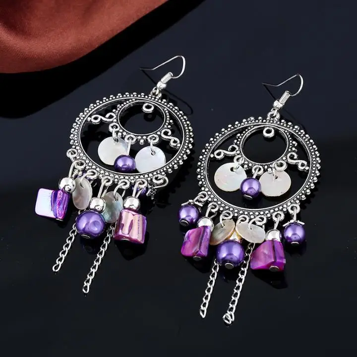 Женские Висячие серьги Anise винтажные этнические длинные висячие серебряного