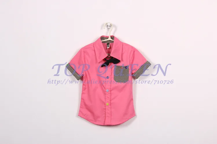 Boys summer short-sleeved shirt tie color buckle cotton children wholesale Free shipping5sets/lot(100-140) | Мать и ребенок