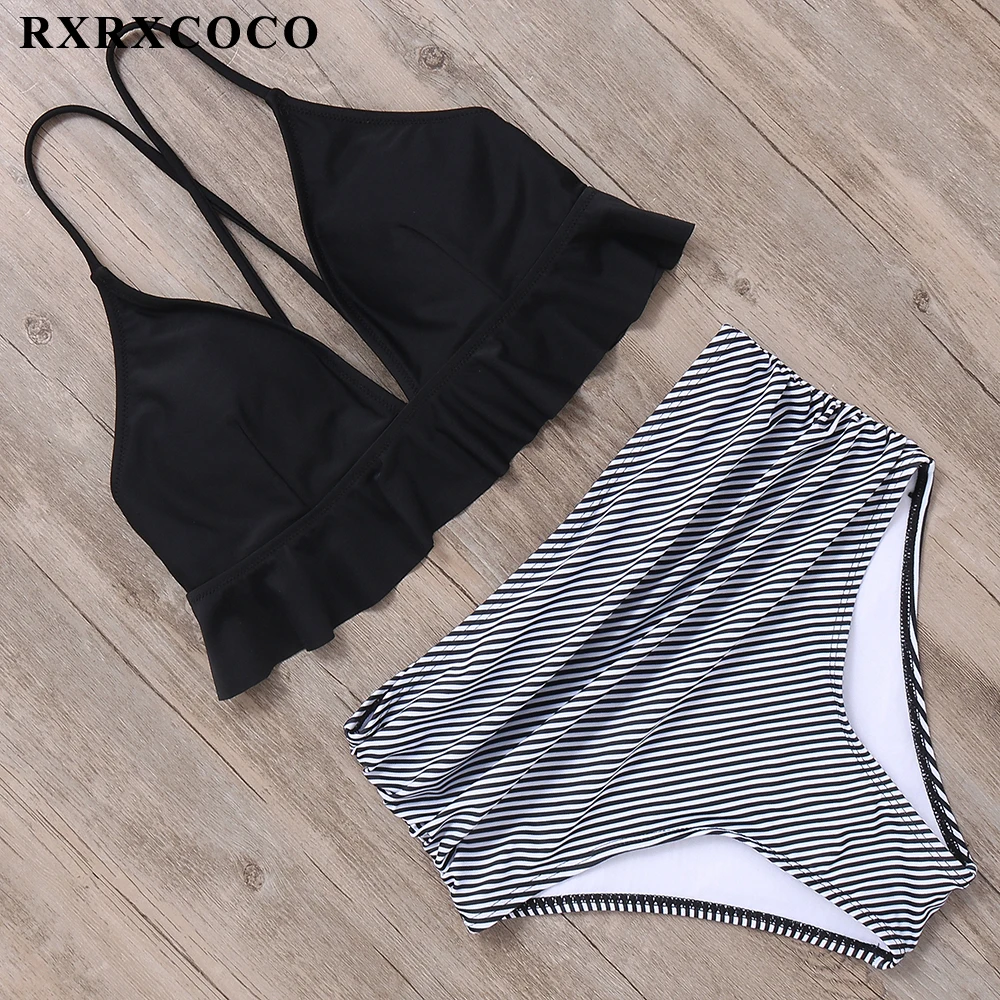 RXRXCOCO, бикини,, Mujer, новинка, сексуальный купальник для женщин, высокая талия, купальник, пуш-ап, бандаж, купальник, с рисунком, бикини, набор