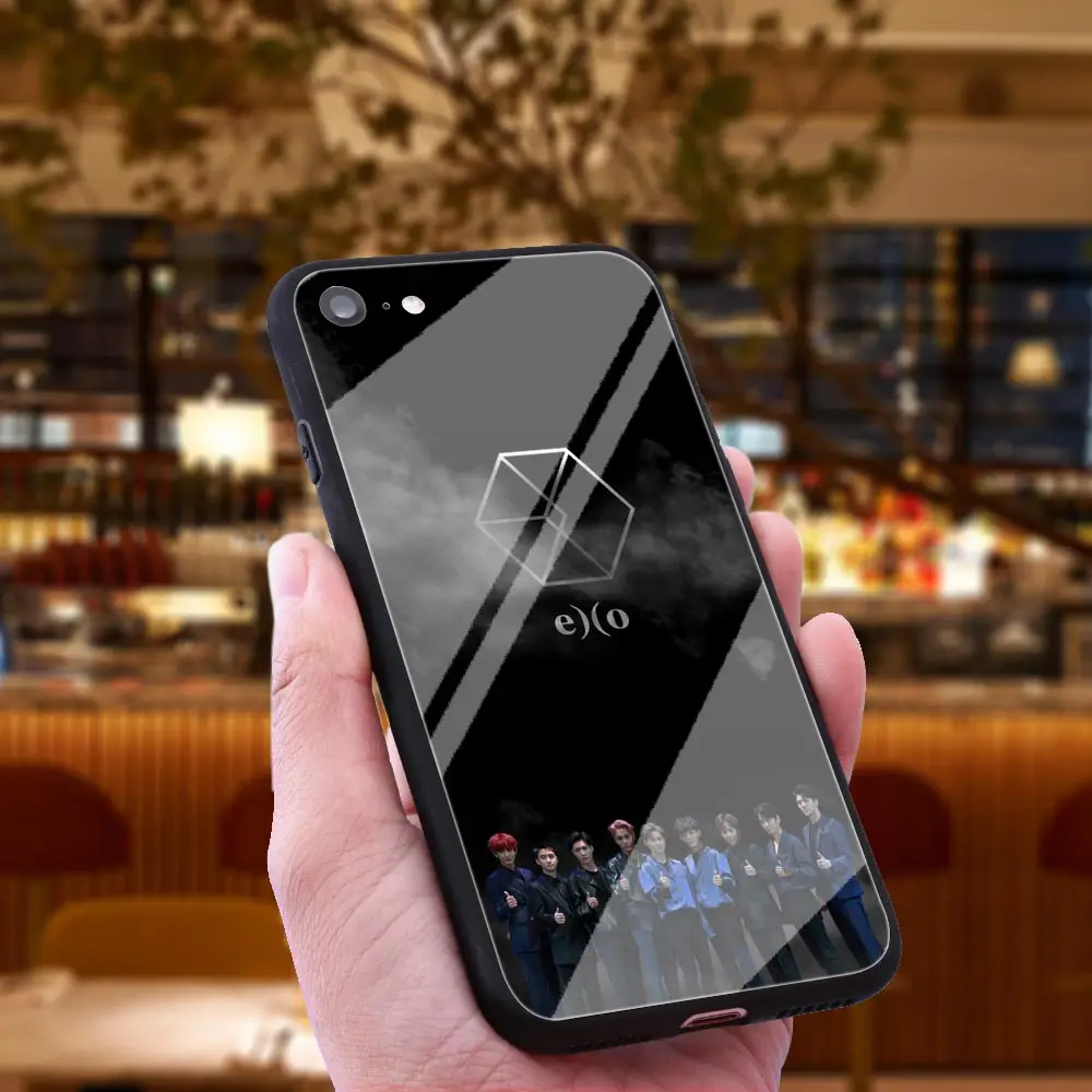 WEBBEDEPP EXO Baekhyun Chanyeol Tempered Glass Phone Case for Apple iPhone Xr Xs Max X or 10 8 7 6 6S Plus 5 5S SE 7Plus |