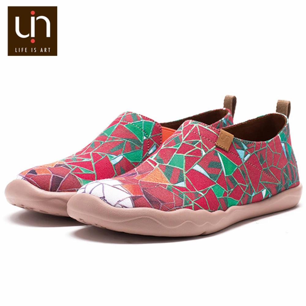 

UIN Stained Glass Design Painted Woman Canvas Casual Shoes Trendy Slip-on Loafers Ladies Travel Flats Super Lightweight