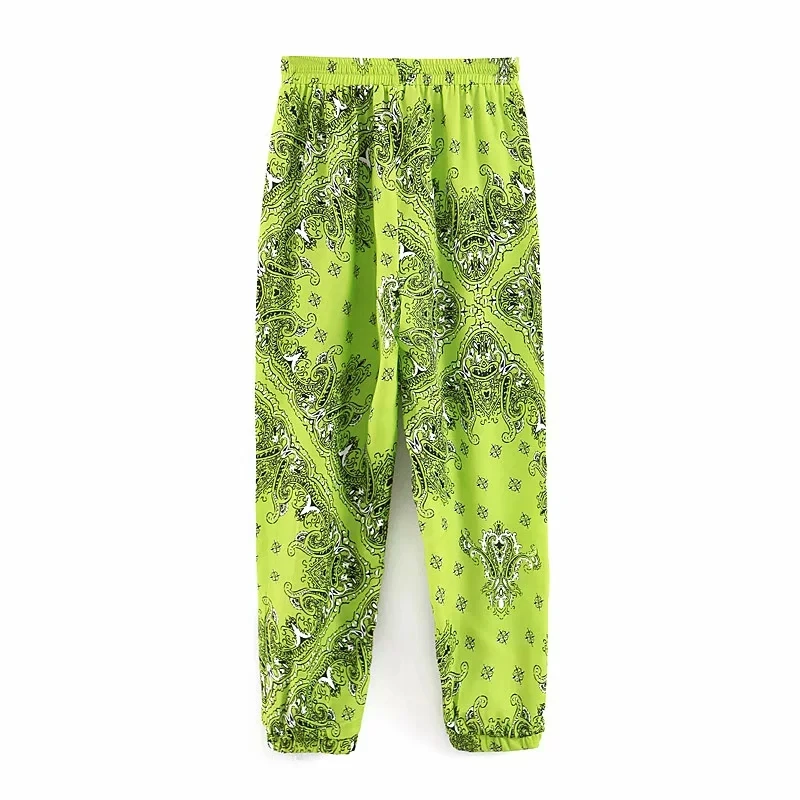 Klacwaya женские зеленые цветочные брюки 2019 летние модные богемные свободные бохо