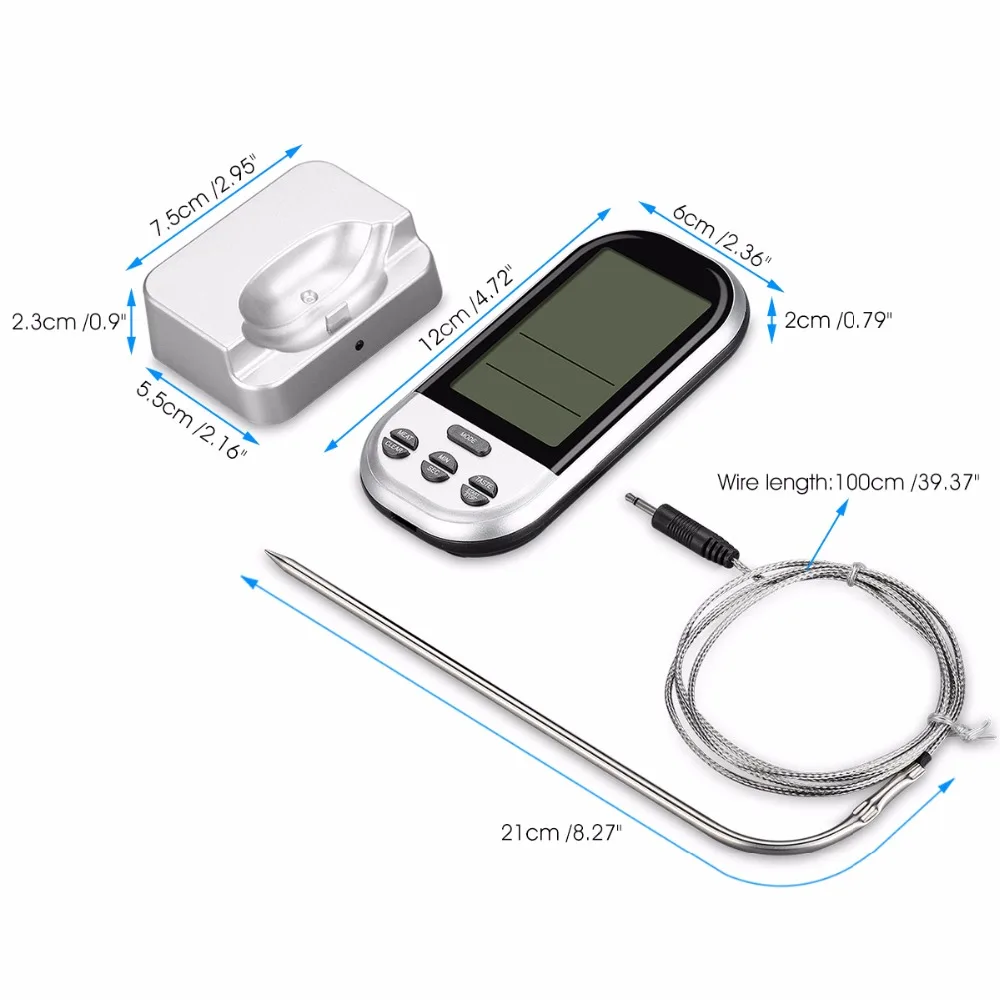 Wireless Food Cooking Thermometer LCD Barbecue Timer Digital Probe Meat BBQ Temperature Gauge Kitchen Tools | Дом и сад