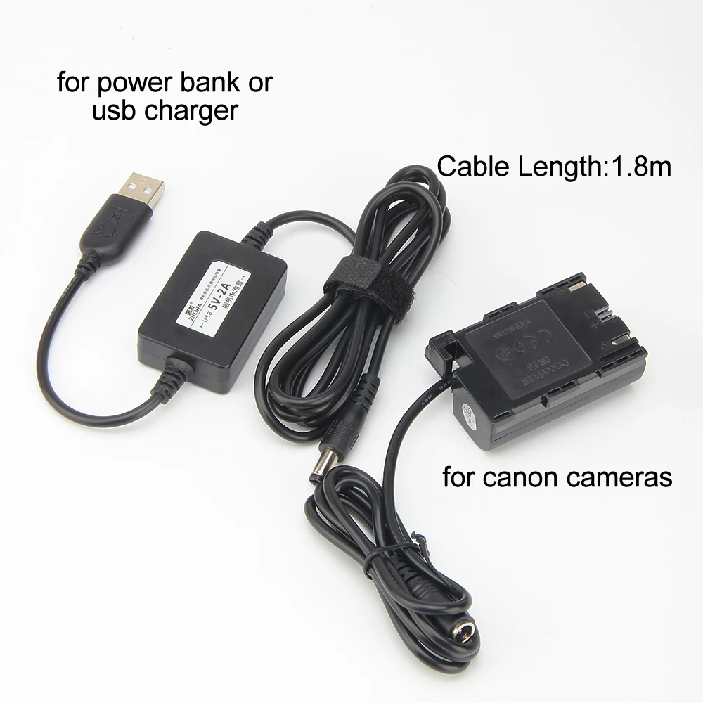 5V Power Supply USB LP-E6 Dummy Battery ACK-E6 DR-E6 Power Adapter for Canon EOS 5D Mark II III 5D2 5D3 6D 7D 60D 60D 70D 80D