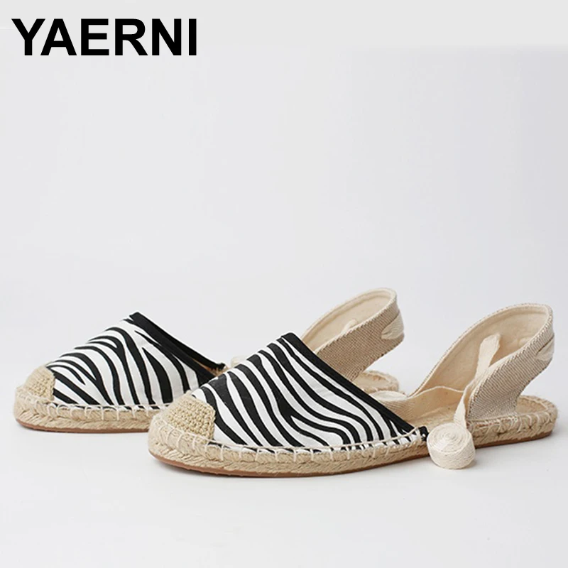 Женские сандалии на плоской подошве YAERNI эспадрильи платформе с ремешком