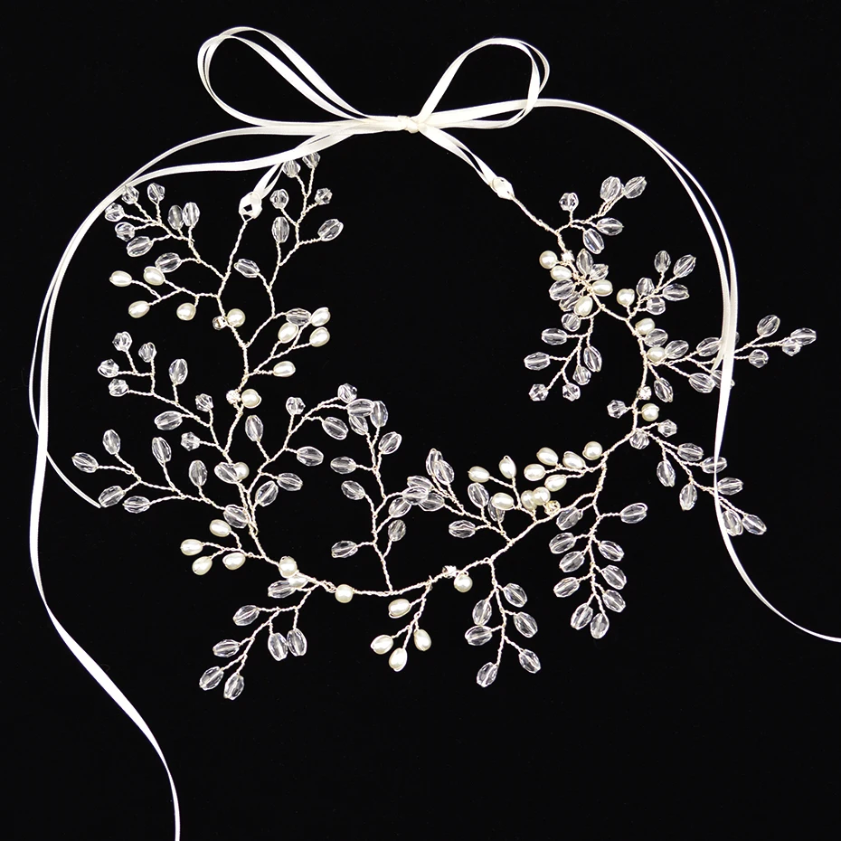 Новый свадебный обруч для волос цвета слоновой кости с белым жемчугом невесты