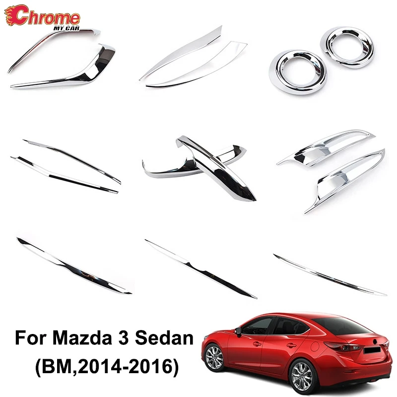 

Для Mazda 3 Axela BM 2014 2015 2016 седан хромированная противотуманная фара боковое зеркало крышка отделка задний багажник полоса украшение автомобиль...