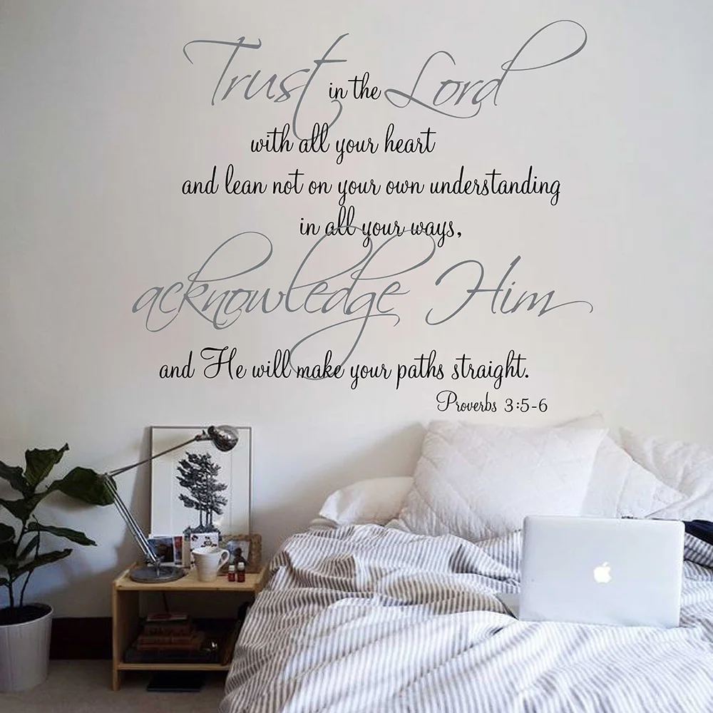 

Religious Quote Vinyl Wall Decal Trust in the Lord with All Your Heart Proverbs Scripture Quotes Wall Decals Window Sticker 665Q