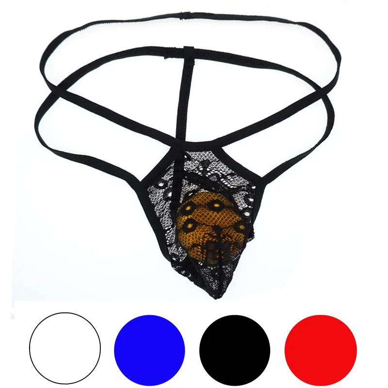 

See Through Lace Bulge Pouch Low Rise Bikini G-string 2019 sexy hot Sissy Underwear Mens Lingerie Gay Jockstrap Thongs