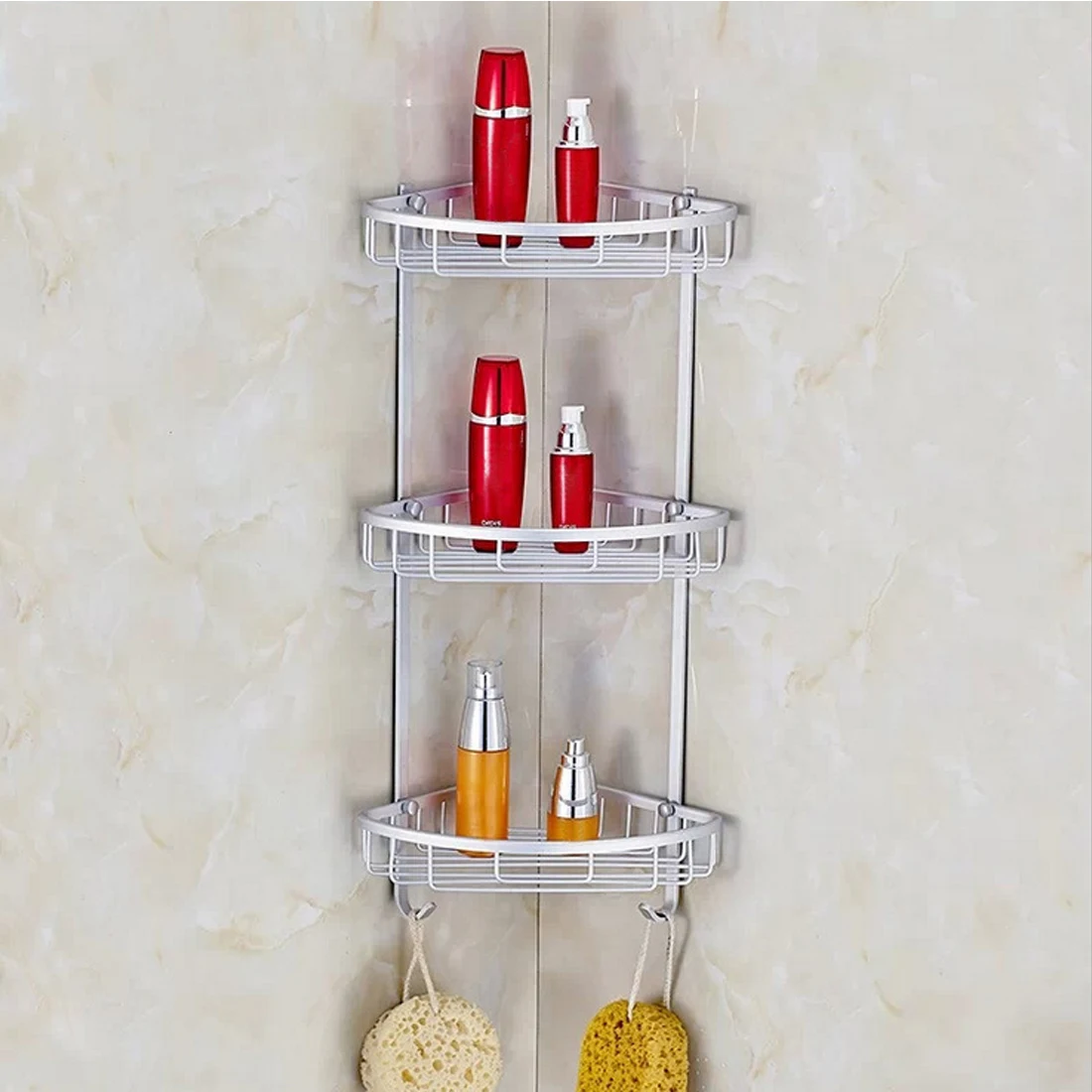 Полезная космическая алюминиевая корзина с крюком здоровая рама полки для